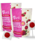 P.R.I Elderberry Manuka Honey Lollipops with Propolis & Menthol, MGO 300+, Natural Honey Pops, Individually Wrapped Throat Soothing Pops, 24 Count