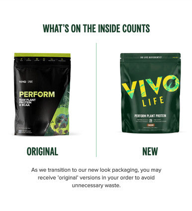 Vivo Life PERFORM Raw Plant Protein Powder & BCAA Raw Cacao - 988g