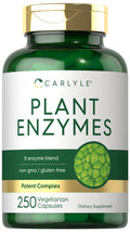 Carlyle Plant Enzymes With Protease, Papain, Lactase And Bromelain | 250 Capsules | Multi Enzyme Blend | Non-Gmo & Gluten Free
