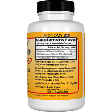 Healthy Origins Mega Natural BP-Grape Seed Extract Multi Vitamins, 150 Mg, 60 Count(Package May Vary)