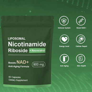 Nad+ Supplement - Nicotinamide Riboside Nad Booster, Nad Resveratrol Supplement, Liposomal Nicotinamide Riboside, Resveratrol, Quercetin Energy, Focus - 80 Capsules
