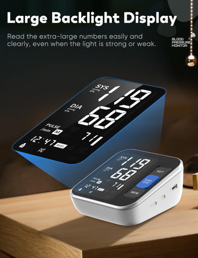ATUDER Blood Pressure Monitors for Home Use Upper Arm, Accurate Cuff 8.7"-15.7" Monitor with Large Backlight Display 2 Users 240 Sets Memory & HR Detection, Digital BP Machine with Carrying Case