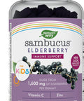 Nature'S Way Sambucus Elderberry Immune Gummies For Kids, Immune Support Gummies*, With Black Elderberry Extract, Vitamin C And Zinc, 60 Gummies (Packaging May Vary)