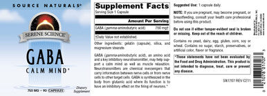 Source s Serene Science GABA, for a Calm Mind, 750mg - 90 Capsules