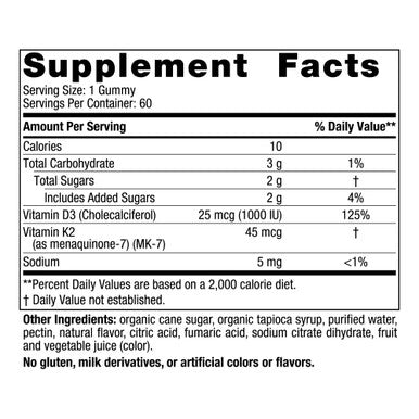 Nordic Naturals Vitamin D3 and K2 Gummies Pomegranate 60 Capsules