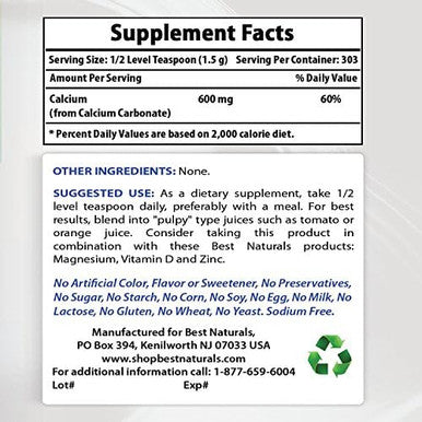 Best Naturals Calcium Carbonate Powder 1 Pound Food Grade (16 Oz (Pack Of 1))