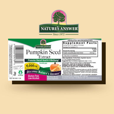 Nature'S Answer Pumpkin Seed with Organic Alcohol 4000mg 1oz Extract | Packed with Omega 3 | Promotes Hair Growth | Urinary Tract Support | Prostate & Bladder Function | Single Count