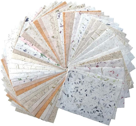 A5 50 Sheets Natural Fiber Mulberry Tree,Mulberry paper Sheets Square Origami, Arts Folding Craft, Decoration, Paper for DIY Crafts. 8.3" x 5.8" (Purple Tone, A5)