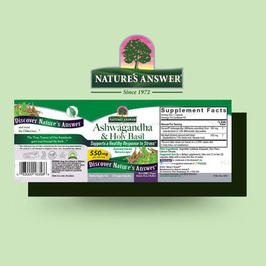 Nature'S Answer Ashwagandha Root with Holy Basil 60 Capsules | Supports a Healthy Response to Stress | Calm. Relax and Unwind. | Gluten | Non-GMO | Kosher | Vegan | Vegetarian