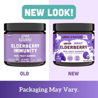 Llama Naturals Real Fruit Sambucus Elderberry Gummies For Adults No Added Sugar Cane, Vegan, Organic Immune Support Zinc & Natural Vitamin C Immunity For Women, Men 90 Gummies (30 Day)