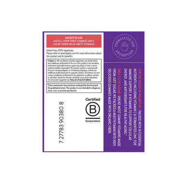 New Chapter Women s 50+ Multivitamin Gummies 66% Less Sugar, Women s Healthy Aging Gummy Vitamins with Vitamin C, B Vitamins & Zinc, Non-GMO, Gluten Free, Berry Citrus Flavored, 90 ct