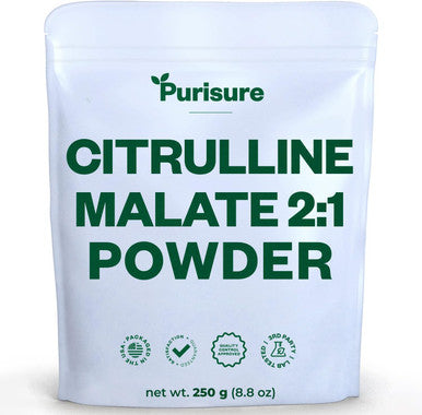 Purisure L-Ctrulline Powder 250G Premium Citrulline 2:1 Malate Supplement For Strength Performance And Energy Pre-Workout Citrulline Malate Powder - Enhance Muscle Pumps And Recovery - 83 Servings
