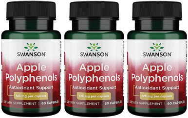 Swanson Maximum Strength Apple Polyphenols 125 Milligrams 60 Capsules (3 Pack)