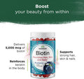 Swanson Biotin Gummies - Daily Supplement Promoting Energy Production & A Healthy Body - All Natural Formula to Help Healthy Hair Skin and Nails - (Blueberry 60 Gummies)