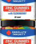 Absolute Immunity ZINC and Elderberry Gummies Immune System Health Adults and Kids 30ct. 2 Pack