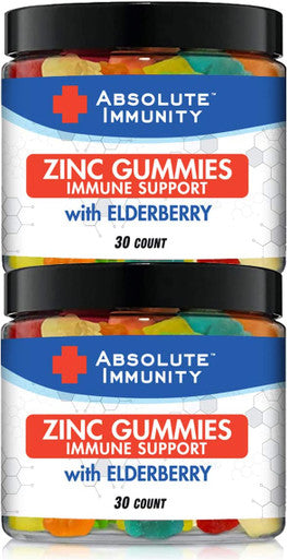 Absolute Immunity ZINC and Elderberry Gummies Immune System Health Adults and Kids 30ct. 2 Pack