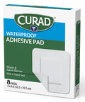 Curad White Waterproof Adhesive Pads 4" x 4" Advanced Wound Care 1 Box 8 Count