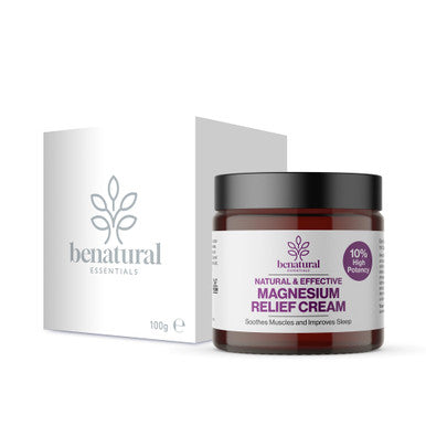 Benatural Essentials All Natural Magnesium Relief Cream 100g | Soothes Muscles & Improves Sleep | Made in The UK | pH Balanced