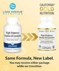 Lake Avenue California Gold Nutrition High Potency Vitamin B Complex with Thiamin HCI Niacin Pantothenic Acid and Inositol 90 Veggie Capsules