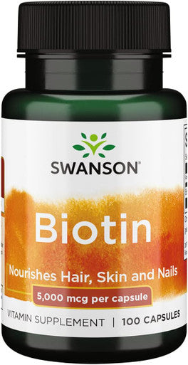 Swanson Biotin Vitamin B7 5000 mcg 100 Capsules