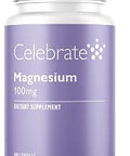 Celebrate Vitamins Magnesium 100 mg Chelated Magnesium Bisglycinate Capsules for Sleep Support and Muscle Cramp Defense Vegan and Gluten 90 Count