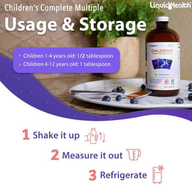 Liquidhealth Children's Complete Liquid Multivitamin for Kids Toddlers - Essential Vitamins Nutrients & Minerals Immune Support Gut Health - Great Taste Vegan Non GMO Sugar- (2-Pack)