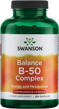 Swanson B-50 B-Complex - High-Potency B Vitamin Complex for Immune Heart and Nervous System Support - 250 Capsules