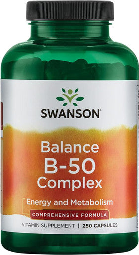 Swanson B-50 B-Complex - High-Potency B Vitamin Complex for Immune Heart and Nervous System Support - 250 Capsules