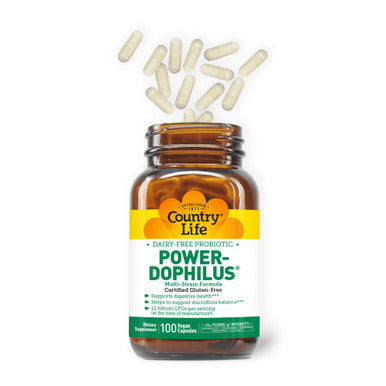 Country Life Power-Dophilus Dairy-Free Multi-Strain Probiotic 12 Billion Cfus 100 Vegan Capsules Certified Gluten Free Certified Vegan