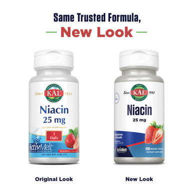 Kal 25 Mg Niacin Tablets, Strawberry, 200 Count