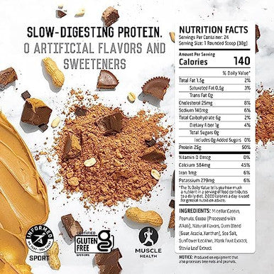 Ascent Casein Protein Powder Chocolate Peanut Butter 2 Lb & Plant Protein Powder Chocolate 18 Servings