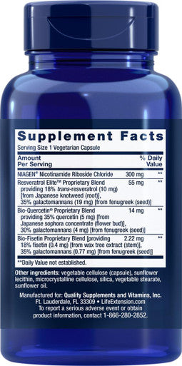 Life Extension NAD+ Cell Regenerator and Resveratrol Elite 30 Capsules