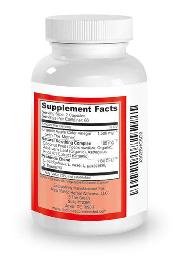 Apple Cider Vinegar Capsules 100 Organic Apple Cider Vinegar Pills 1500 mg Natural Digestion Immune Booster Support Cleansing Supplement with Probiotics