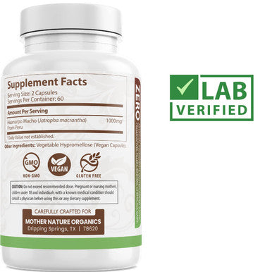 Mother Nature Organics Superfoods for Organic Living Huanarpo Macho Powder Capsules - Max Strength 1000Mg (120 Count) - Male Support, Energy & Performance For Men - Non-Gmo, Gluten-Free, Dairy-Free & Vegan