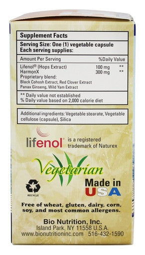 Bio Nutrition Harmonx With Lifenol 400 Mg Vegetarian Capsules, 30 Ea, 30 Count