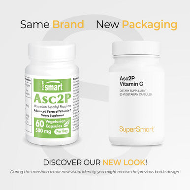 Supersmart Asc2P 500 mg Per Day Magnesium Ascorbyl Phosphate AntiAging Antioxidant Supplement Powerful Form of Vitamin C NonGMO Gluten Free 60 Vegetarian Capsules