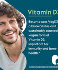 Bestvite Vegan Vitamin D3 2500 IU (120 Vegetarian Capsules) - No Stearates - Vegan - Non GMO - Gluten