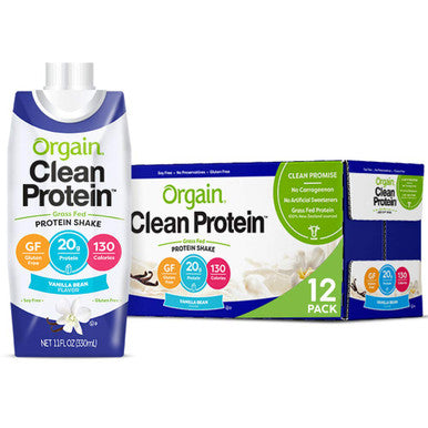 Orgain Grass Fed Clean Protein Shake Vanilla Bean Meal Replacement 11 oz 12 Count Organic Nutritional Shake Sweet Vanilla Bean Meal Replacement 16g Protein 21 Vitamins 11 Ounce 12 Count