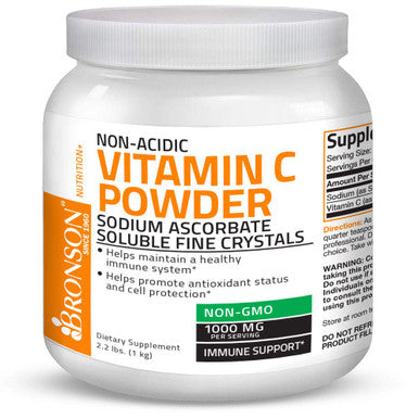 Non ic Vitamin C Powder Ascorbate Non GMO Soluble Fine Crystals - Healthy Immune System, Antioxidant and Cell Protection, 1 Kilogram (2.2 lbs, 35.3 Ounces)