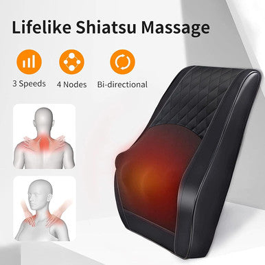 Boriwat Back Massager With Heat, Massagers For Neck And Back, 3D Kneading Massage Pillow For Back, Neck, Shoulder, Leg Pain Relief, Gifts For Men Women Mom Dad, Stress Relax At Home Office And Car