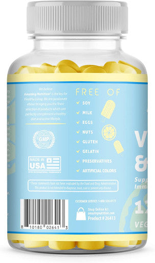 Amazing Nutrition Formulas Vitamin C with Zinc Supplement | Lemon Ice Pop Flavor | 120 Gummies