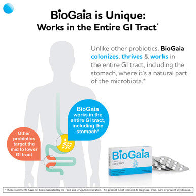 BioGaia Gastrus Chewable Tablets, Adult Probiotic Supplement for Stomach Discomfort, Constipation, Gas, Bloating, Regularity, Non-GMO, 30 Tablets, 2 Pack