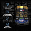 EHP Labs Hectic PreWorkout High Stim Advanced Pre Workout Powder for Max Performance Caffeine Beta Alanine Coconut Water Energy Pump Recovery and Hydration 40 Serves Blue Raspberry