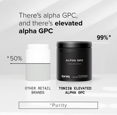Ultra High Purity Alpha GPC Capsules - 600mg Concentrated Formula - 99%+ Highly Purified and Highly Bioavailable Nootropic - 120 Capsules Alpha GPC Supplement