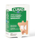 Curad Flex-Fabric Finger and Knuckle Bandages Assorted Sizes Box of 20