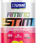USN Amino Stim EAAs (Essential Amino Acids) + Energy, 125mg Caffeine, 6g Essential Amino Acids, Hydration Complex, Muscle Growth Recovery, Pink Lemonade, 10.05 Ounce (Pack of 1), 30 Serving
