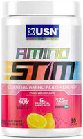 USN Amino Stim EAAs (Essential Amino Acids) + Energy, 125mg Caffeine, 6g Essential Amino Acids, Hydration Complex, Muscle Growth Recovery, Pink Lemonade, 10.05 Ounce (Pack of 1), 30 Serving