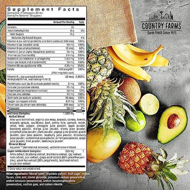 Country Farms Liquid Multivitamin Vitamins And Minerals For Immune Support And Energy Herbal Blend Vegan Multivitamin For Women And Men Gluten Tropical Fruit Flavor 32 Fl Oz
