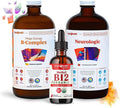 Liquidhealth Adult Focus & Energy Liquid Vitamin Bundle with Mega Energy B-Complex Vitamins USDA Organic Methyl B12 Drops Neurologic Nootropic Focus Supplement - Boosts Energy & Mood Vegan Non-GMO