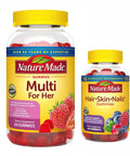 Nature Made Multivitamin For Her Womens Multivitamin For Daily Nutritional Support Multivitamin For Women 220 Gummies & 1 Bottle Of Hair Skin Nails 2500Mcg 90Ct Gummies